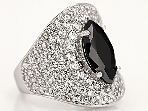 Bella Luce®7.60ctw Black & White Diamond Simulants Rhodium Over Sterling Silver Ring (4.52ctw Dew) - Size 6