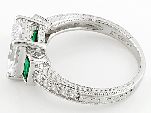 Bella Luce ® 4.65ctw Emerald And White Diamond Simulants Rhodium Over Sterling Silver Ring - Size 10