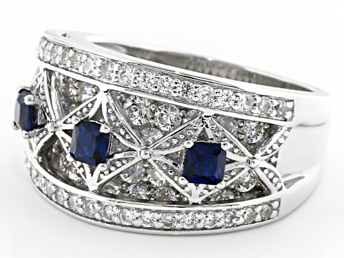 Bella Luce ® 3.00ctw Sapphire And White Diamond Simulants Rhodium Over Sterling Silver Ring - Size 7