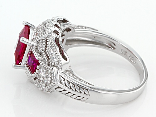 Bella Luce ® 2.42ctw Ruby And White Diamond Simulants Rhodium Over Sterling Silver Ring - Size 11