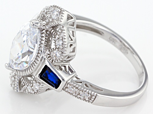 Bella Luce ® 3.94ctw Sapphire And White Diamond Simulants Rhodium Over Sterling Silver Ring - Size 5