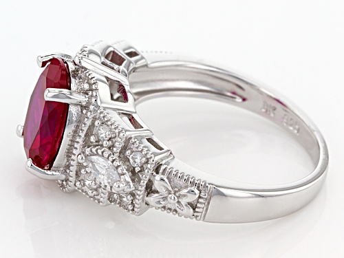 Bella Luce ® 3.49ctw Ruby And White Diamond Simulants Rhodium Over Sterling Silver Ring - Size 11