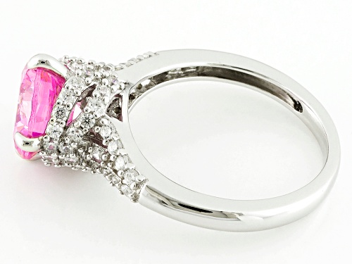 Bella Luce ® 5.43ctw Pink & White Diamond Simulant Rhodium Over Sterling Silver Ring(3.33ctw Dew) - Size 12