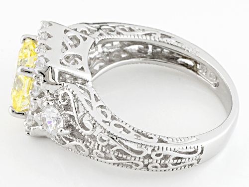 Bella Luce ® 4.17ctw Canary & White Diamond Simulants Rhodium Over Sterling Silver Ring - Size 12