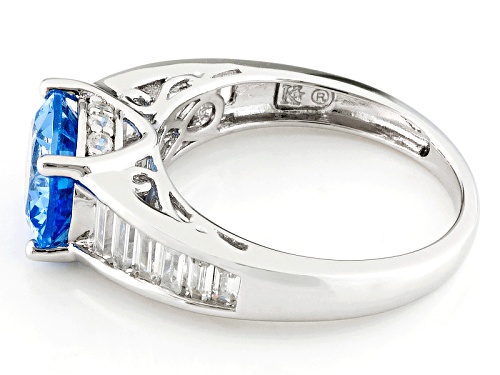 Bella Luce ® 3.30ctw Lab Created Blue Spinel And White Diamond Simulant Rhodium Over Silver Ring - Size 7