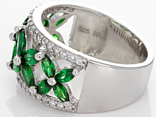 Bella Luce ® 3.28ctw Emerald And White Diamond Simulants Rhodium Over Sterling Silver Ring - Size 9