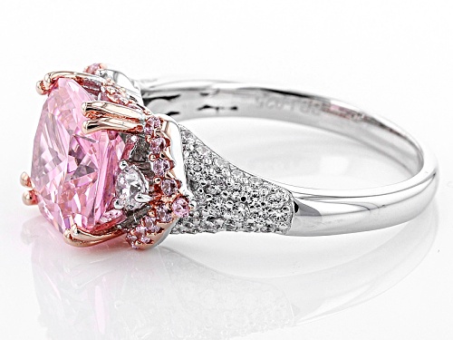 Bella Luce ® 5.65ctw Pink & White Diamond Simulants Rhodium Over Sterling Ring (3.32ctw Dew) - Size 11