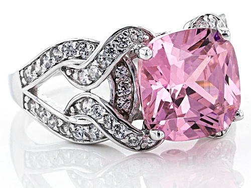 Bella Luce® 9.36ctw Pink & White Diamond Simulants Rhodium Over Sterling Silver Ring (4.26ctw Dew) - Size 5