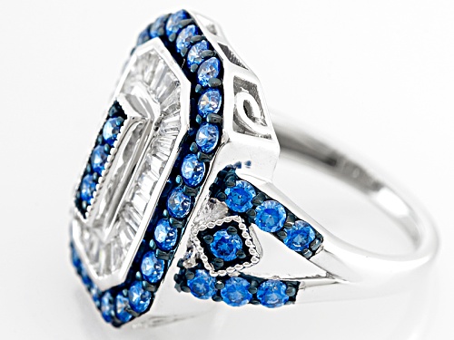 Bella Luce® Rhodium Over Silver Ring With Arctic Blue Cubic Zirconia - Size 5