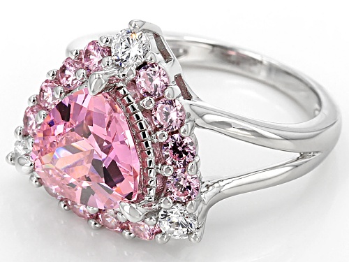 Bella Luce®5.73ctw Pink & White  Diamond Simulants Rhodium Over Sterling Silver Ring (3.40ctw Dew) - Size 10