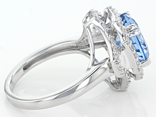 Bella Luce® 4.84ctw Lab Created Blue Spinel And White Diamond Simulant Rhodium Over Silver Ring - Size 11