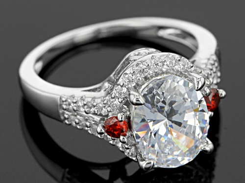 Bella Luce ® 4.95ctw White Diamond And Spessartite Simulants Rhodium Over Sterling Silver Ring - Size 10
