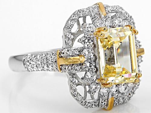 Bella Luce®8.52ctw Canary & White Diamond Simulants Rhodium & Eterno™Yellow Over Sterling Ring - Size 5
