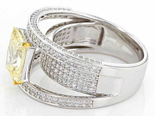 Bella Luce ® 5.66ctw Canary & White Diamond Simulants Rhodium Over Sterling Silver Ring - Size 11