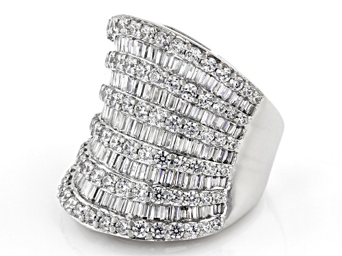 Bella Luce® 7.70ctw White Diamond Simulant Rhodium Over Sterling Silver Ring (6.62ctw DEW) - Size 5