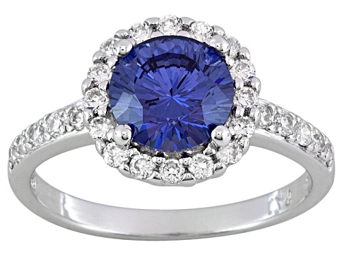 Bella Luce ® Dillenium Cut 3.17ctw Tanzanite Color Rhodium Over Sterling Silver Ring With Bands - Size 8