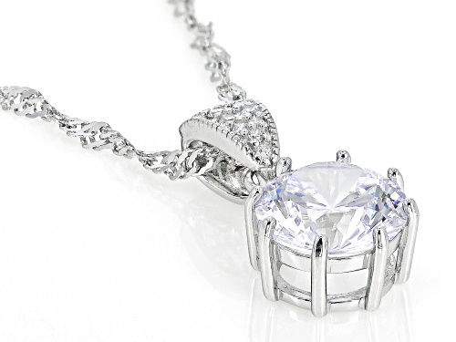 Bella Luce ® Dillenium Cut 4.73ctw Rhodium Over Sterling Silver Pendant With 18