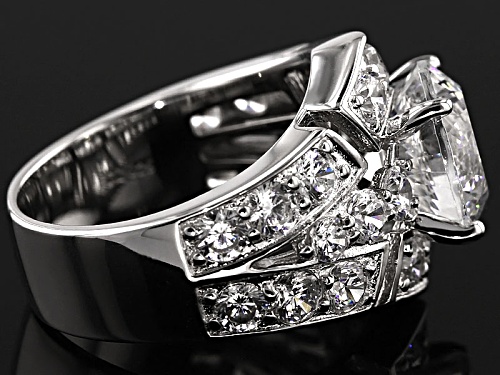Bella Luce ® Dillenium Cut 10.48ctw Diamond Simulant Round Rhodium Over Sterling Silver Ring - Size 10