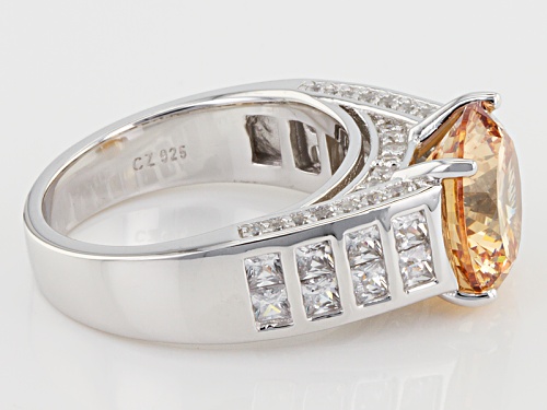 Bella Luce ® Dillenium Cut 7.72ctw Champagne And White Diamond Simulants Rhodium Over Silver Ring - Size 5