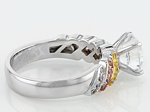 Bella Luce®Dillenium Cut 3.87ctw Canary,Pink & White Diamond Simulants Rhodium Over Sterling Ring - Size 10