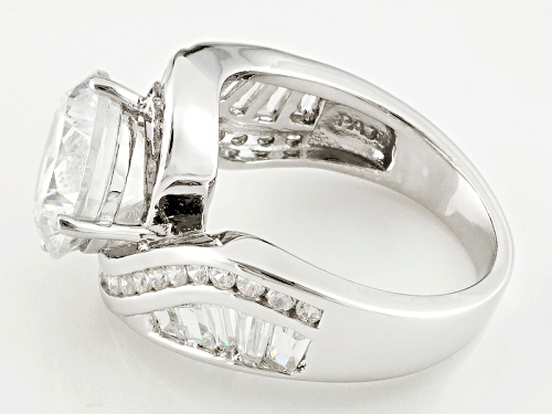 Bella Luce® Dillenium Cut 7.65ctw Diamond Simulant Rhodium Over Sterling Silver Ring (4.88ctw Dew) - Size 7
