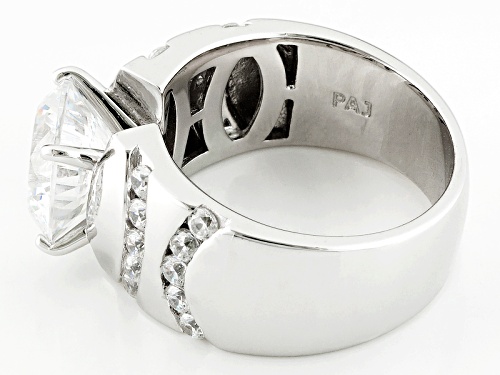 Bella Luce® Dillenium Cut 7.20ctw Diamond Simulant Rhodium Over Sterling Silver Ring (4.47ctw Dew) - Size 10