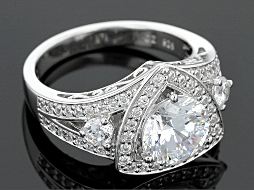 Bella Luce® Dillenium Cut 4.47ctw Diamond Simulant Rhodium Over Sterling Silver Ring (2.88ctw Dew) - Size 6