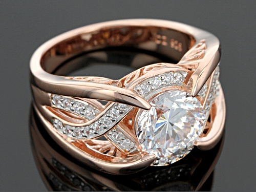Bella Luce® Dillenium Cut 3.69ctw Diamond Simulant Eterno ™ Rose & Rhodium Over Sterling Ring - Size 11