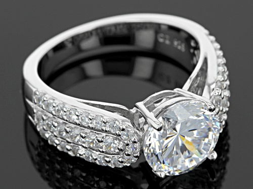 Bella Luce® Dillenium Cut 6.03ctw Diamond Simulant Rhodium Over Sterling Silver Ring (3.56ctw Dew) - Size 8