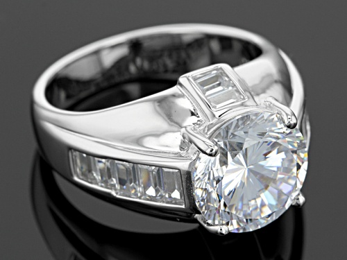 Bella Luce® Dillenium Cut 7.83ctw Diamond Simulant Rhodium Over Sterling Silver Ring (5.45ctw Dew) - Size 7