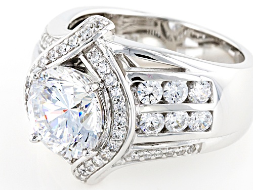 Bella Luce® Dillenium Cut 6.40ctw Diamond Simulant Rhodium Over Sterling Silver Ring (3.81ctw Dew) - Size 5