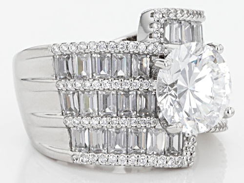 Bella Luce®Dillenium Cut 10.63ctw Diamond Simulant Rhodium Over Sterling Silver Ring (7.55ctw Dew) - Size 7