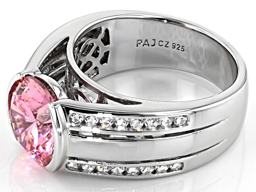 Bella Luce ® 6.86ctw Dillenium Pink And White Diamond Simulants Rhodium Over Silver Ring - Size 5