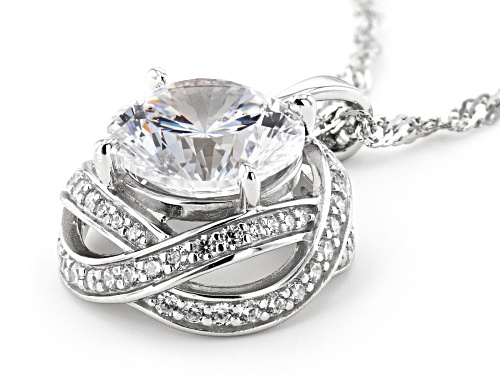 Bella Luce ® 6.86ctw Dillenium Cut White Diamond Simulant Rhodium Over Silver Pendant With Chain