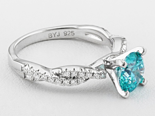 Bella Luce ® Esotica ™ 2.01ctw Neon Apatite & White Diamond Simulants Rhodium Over Silver Ring - Size 9