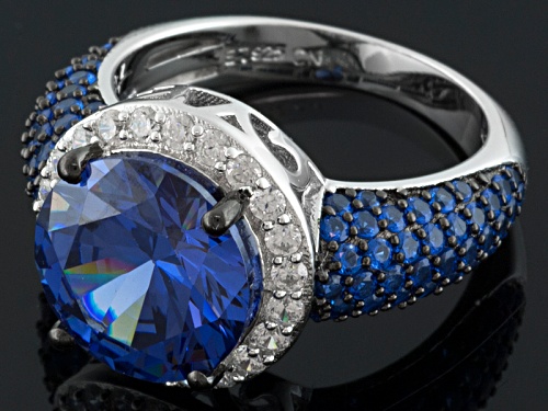 Bella Luce Esotica Tanzanite & Diamond Simulants & Lab Created Sapphire Rhodium Over Sterling Ring - Size 11