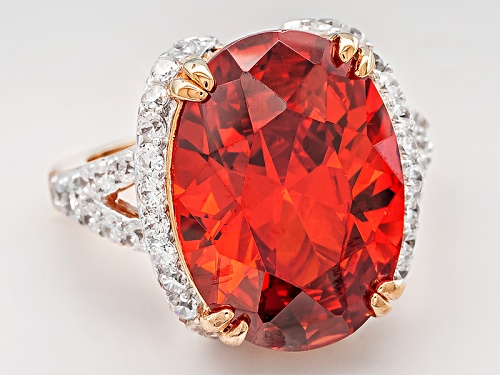 Bella Luce ® Esotica ™ 23.69ctw Fire Opal & White Diamond Simulants Eterno ™ Rose Ring - Size 5