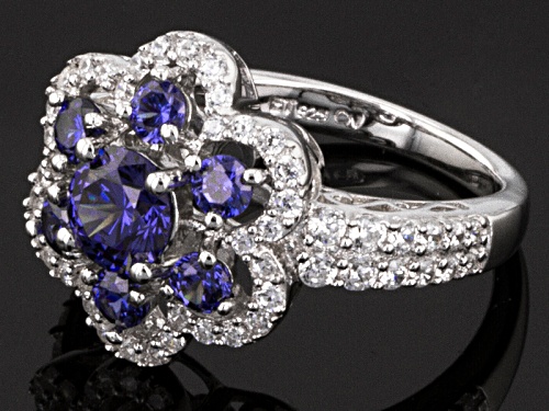 Bella Luce ® Esotica ™ 3.50ctw Tanzanite & White Diamond Simulants Rhodium Over Silver Ring - Size 10