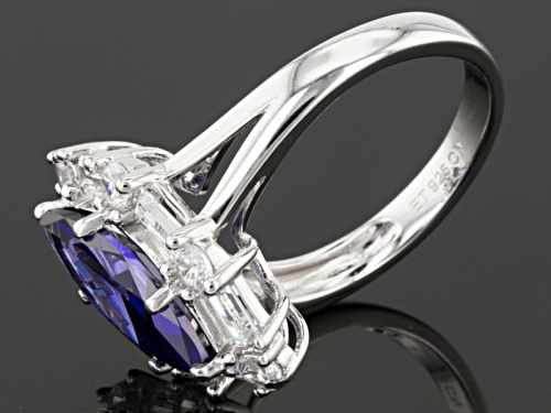 Bella Luce ® Esotica ™ 6.73ctw Tanzanite & Diamond Simulants Rhodium Over Sterling Silver Ring - Size 8