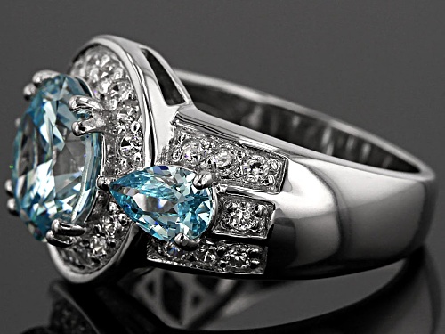 Bella Luce® Esotica™ 5.78ctw Neon Apatite & Diamond Simulants Rhodium Over Sterling Silver Ring - Size 10