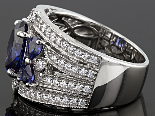 Bella Luce ® Esotica ™ 5.88ctw Tanzanite & Diamond Simulants Rhodium Over Sterling Silver Ring - Size 8