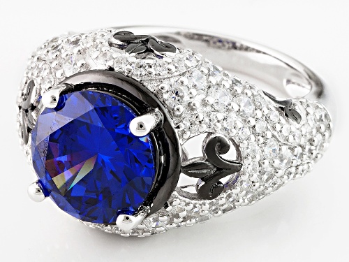 Bella Luce ® Esotica ™ 9.64ctw Tanzanite And White Diamond Simulants Rhodium Over Sterling Ring - Size 8
