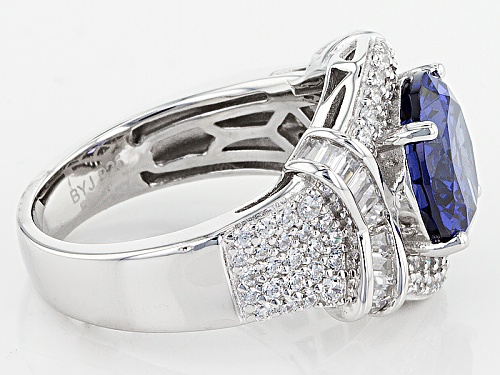 Bella Luce ® Esotica ™ 7.19ctw Tanzanite & Diamond Simulants Rhodium Over Sterling Silver Ring - Size 7