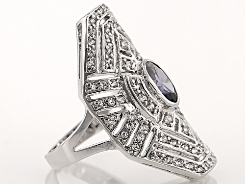 Bella Luce ® Esotica ™ 3.27ctw Tanzanite & Diamond Simulants Rhodium Over Sterling Silver Ring - Size 5