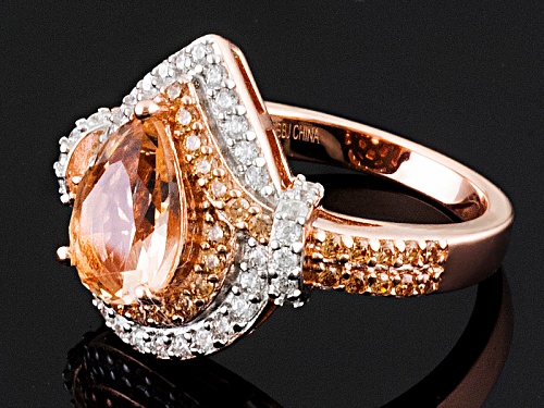 Bella Luce Esotica ™ 2.72ctw Morganite & Champagne & White Diamond Simulants Eterno™ Rose Ring - Size 11