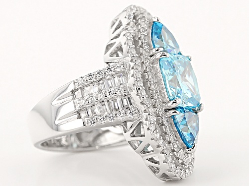 Bella Luce®Esotica ™9.87ctw Neon Apatite And White Diamond Simulants Rhodium Over Sterling Ring - Size 5