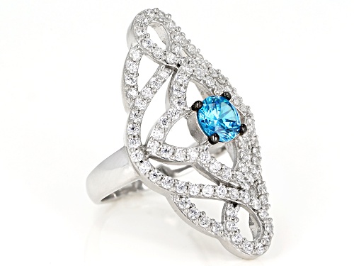 Bella Luce ® Esotica ™ 4.21ctw Neon Apatite & Diamond Simulants Rhodium Over Sterling Ring - Size 6