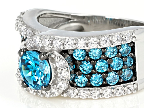Bella Luce ® Esotica ™ 3.78ctw Neon Apatite & Diamond Simulants Rhodium Over Sterling Ring - Size 12