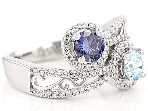 Bella Luce® Esotica™ 1.42ctw Tanzanite/Blue/White Diamond Simulants Rhodium Over Sterling Ring - Size 11