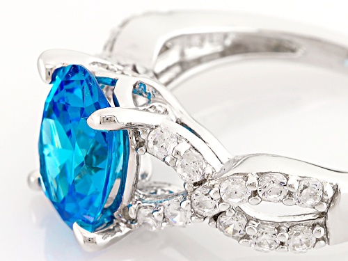 Bella Luce ® Esotica ™ 5.12ctw Neon Apatite & Diamond Simulants Rhodium Over Sterling Ring - Size 10